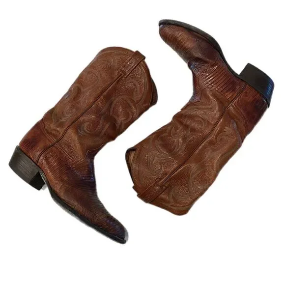 TONY LAMA PEANUT BRITTLE TEJU LIZARD & LEATHER R TOE COWBOY BOOTS CZ812 MEN\'S 9D TONY LAMA PEANUT BRITTLE TEJU LIZARD & LEATHER COWBOY BOOTS  main image 4
